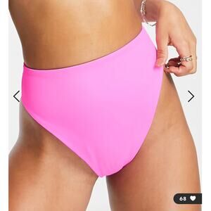 NWOT ASOS High-Leg High-Waist Bikini Bottom Bright Pink Mix & Match Sz 6